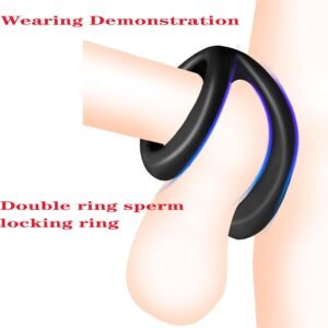 Vilpory Silicone Double Penis Ring for Men – Delay Ejaculation Sper Lock Training Ring | Stretchable Male Sex Toy